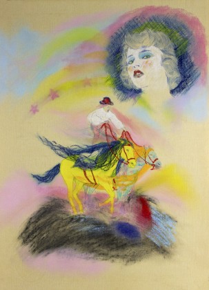 Yoann Estevenin, La Belle, 2019, pastel sec, encre, fusain sur papier, 66 × 48 cm (collection particulière)